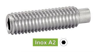 [ISO 4028] PARAFUSOS SEM CABEÇA COM HEXÁGONO, PONTA TETON - AÇO INOXIDÁVEL A2 (SIMILAR A DIN 915, NFE27-182, UNI 5925)