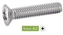 [DIN 966] VIS A METAUX TETE FRAISEE BOMBEE POZIDRIVE - INOX A2 (SIMILAR ISO7047, NFE25-120, UNI 7689)