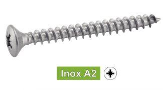 POZIDRIVE RAISED COUNTERSUNK HEAD CHIPBOARD SCREWS - STAINLESS STEEL A2