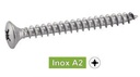 VIS POUR BOIS AGGLOMERE TETE FRAISEE BOMBEE POZIDRIVE - INOX A2