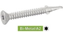 SIX LOBE COUNTERSUNK HEAD SERRATED SELF DRILLING SCREWS WITH WINGLETS POINT N°3 - Bi-metal / a2