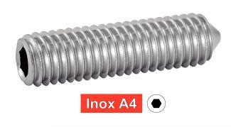 [ISO 4027] ESPARRAGOS ROSCADOS CON HEXAGONO INTERIOR, PUNTA CONICA - ACERO INOXIDABLE A4 (SIMILAR DIN 914, NFE27-181, UNI 5927)