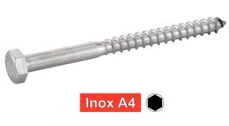[DIN 571] VIS A BOIS TETE HEXAGONALE - TIREFOND - INOX A4 (NFE25-607, UNI 704)