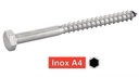 [DIN 571] PARAFUSO DE CABEÇA SEXTAVADA PARA MADEIRA - PARAFUSO LAG - AÇO INOXIDÁVEL A4 (NFE25-607, UNI 704)