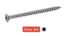 VIS POUR BOIS AGGLOMERE TETE FRAISEE TORX FILETAGE TOTAL - INOX A4