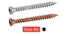 SIX LOBE RAISED COUNTERSUNK HEAD DECKING SCREWS WITH TWIN THREAD - Stainless steel a4