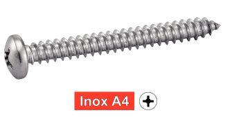 [DIN 7981] PARAFUSO AUTOFISSOR DE CABEÇA CILÍNDRICA GRANDE PHILLIPS - AÇO INOXIDÁVEL A4 (SIMILAR ISO 7049, NFE25-658, UNI 6954)