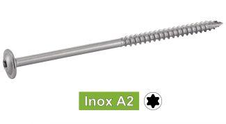 VIS DE CHARPENTE TETE PLATE LARGE TORX - INOX A2