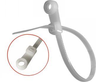 WHITE NYLON CABLE TIES 6.6 WITH HANG HOLE - NYLON 6.6