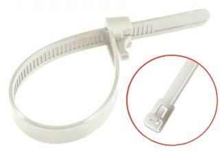 WHITE NYLON CABLE TIES 6.6 REUSABLE - NYLON 6.6