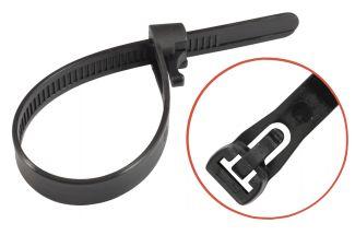 BLACK NYLON CABLE TIES 6.6 REUSABLE - NYLON 6.6