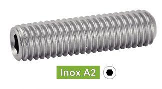 [ISO 4029] PARAFUSOS SEM CABEÇA HEXAGONAIS - AÇO INOXIDÁVEL A2 (SEMELHANTE A DIN 916, NFE27-183, UNI 5929)