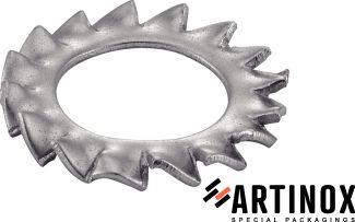 [DIN 6798 A] ARANDELAS ABANICO CON DENTADAS EXTERIORES - ACERO INOXIDABLE A2 (NFE27-624, UNI 8842)