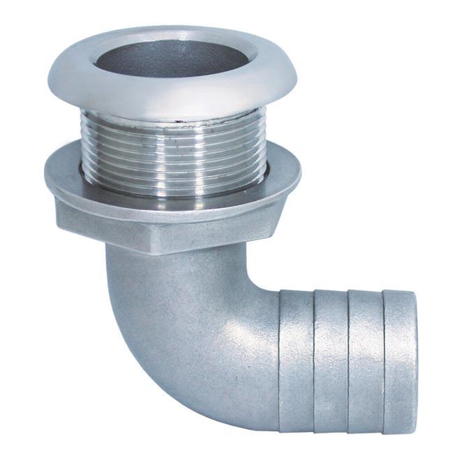 PASSASCAFO CON ATTACCO TUBO FLESSIBILE, 90° - ACCIAIO INOX A4
