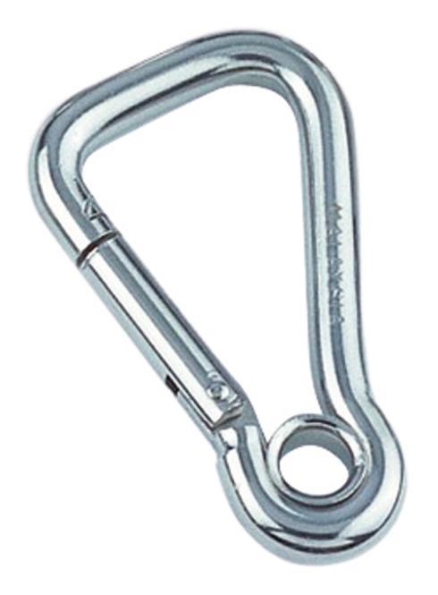 KARABINERHAKEN, ASYMMETRISCH MIT KAUSCHE - EDELSTAHL A4