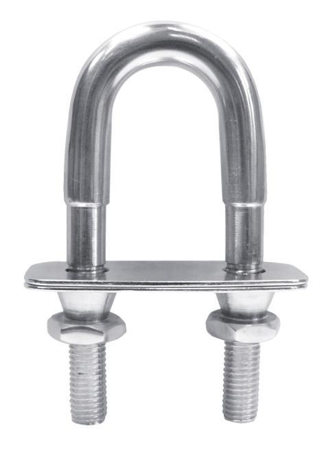 U-BOLT WITH 2 COUNTER PLATES AND SHEAR NUTS - STAINLESS STEEL A4