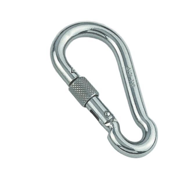 KARABINERHAKEN MIT SICHERHEITSMUTTER - EDELSTAHL A4