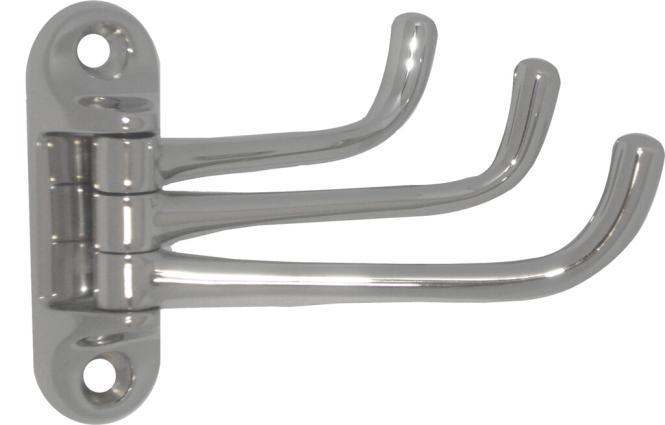 CROCHET PORTE-VÊTEMENTS TRIPLE, ORIENTABLE - INOX A4