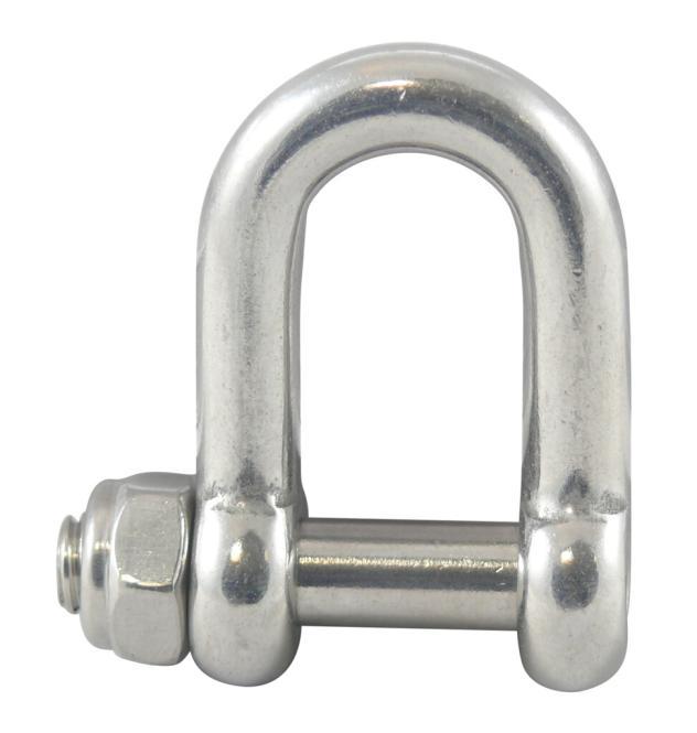 GRILLETE EN D CON HEXÁGONO INTERIOR Y TUERCA DE SEGURIDAD - ACERO INOXIDABLE A4