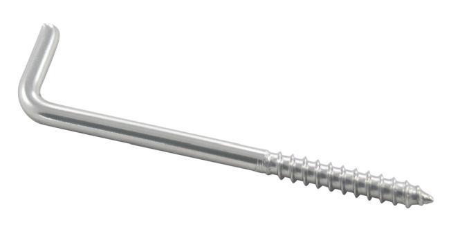 SQUARE HOOK WITH WOOD THREAD - STAINLESS STEEL A2