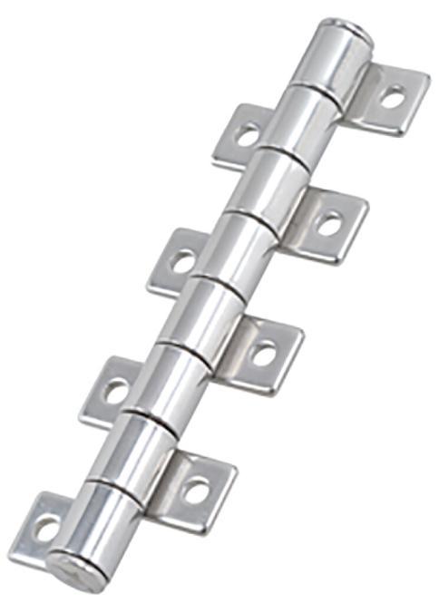 CHARNIÈRE À ARRÊT AUTOMATIQUE, LANGUETTE COURTE - INOX A4