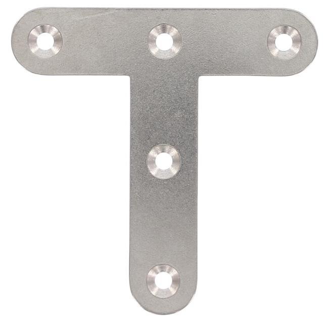 FLAT CORNER BRACE, T-TYPE, BARE SURFACE - STAINLESS STEEL A4