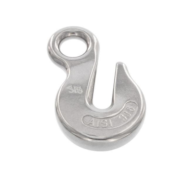 GANCIO DI PRESA A FORCELLA CON OCCHIELLO - ACCIAIO INOX A4