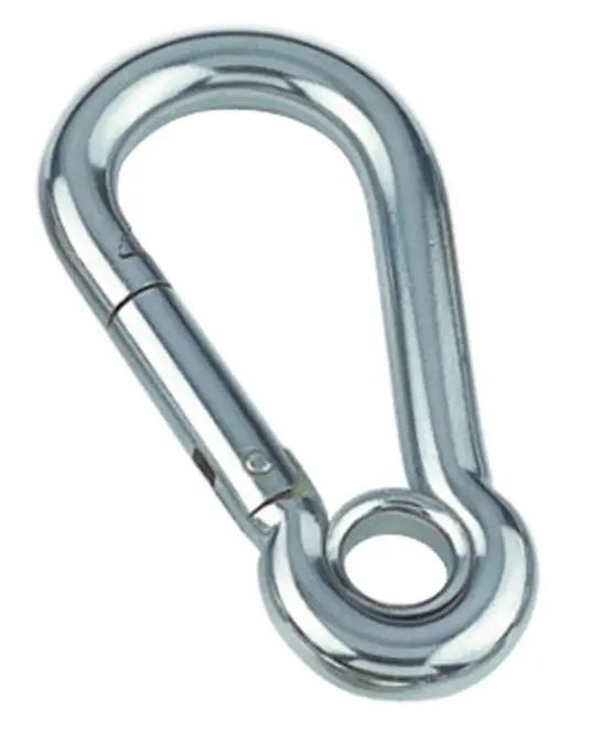 SPRING HOOK WITH EYELET - STAINLESS STEEL A4