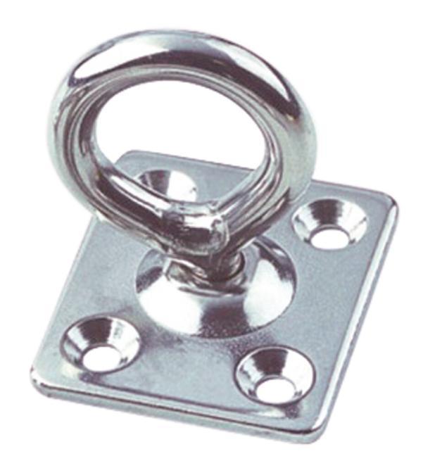  PIASTRA QUADRATA CON OCCHIELLO GIREVOLE - ACCIAIO INOX A4