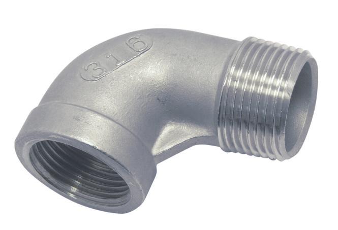 ACCESORIO DE CODO CON ROSCA INTERIOR/EXTERIOR, 90° - ACERO INOXIDABLE A4