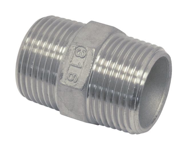 DOUBLE NIPPLE WITH EXTERNAL THREAD - STAINLESS STEEL A4