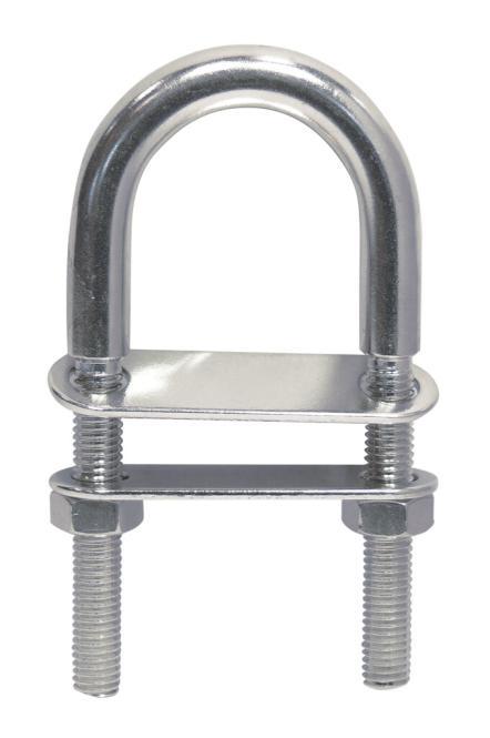 PERNO EN U CON 2 CONTRAPLACAS - ACERO INOXIDABLE A4