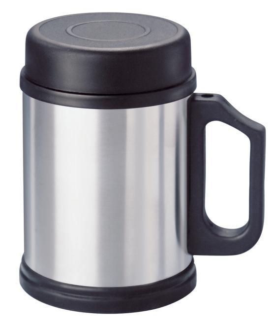  VACUUM MUG WITH LID, BRUSHED - 15-1/PLASTIC