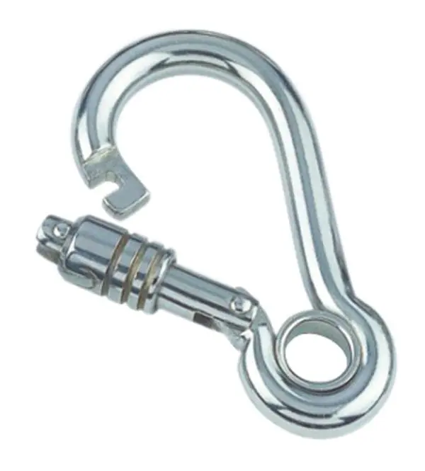 SPRING HOOK WITH SELF-LOCK SLEEVE AND EYELET - STAINLESS STEEL A4