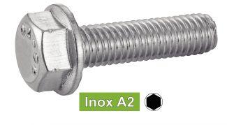 VIS A METAUX TETE HEXAGONALE A EMBASE CRANTÉE - INOX A2