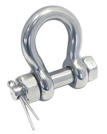 BOW SHACKLE WITH NUT AND SPLIT PIN - STAINLESS STEEL A4
