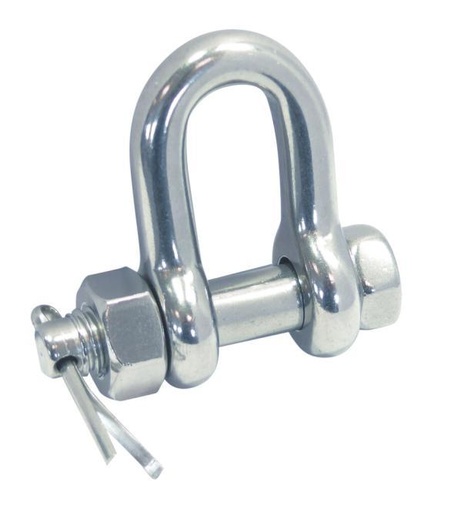 D-SHACKLE WITH NUT AND SPLIT PIN - STAINLESS STEEL A4