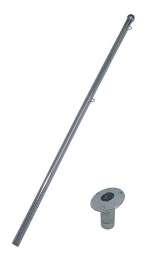 [8141334] PORTE FANION AVEC SUPPORT 15°, FRAISÉE - INOX A2