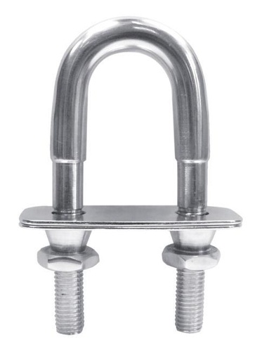 PERNO EN U CON 2 CONTRAPLACAS Y TUERCAS DE CORTE - ACERO INOXIDABLE A4