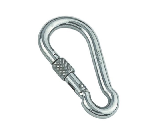 KARABINERHAKEN MIT SICHERHEITSMUTTER - EDELSTAHL A4