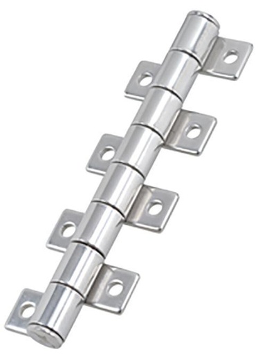 CHARNIÈRE À ARRÊT AUTOMATIQUE, LANGUETTE COURTE - INOX A4