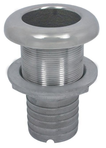  THRU-HULL WITH HOSE CONNECTION, LONG - STAINLESS STEEL A4