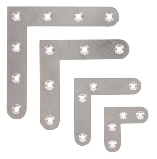 FLAT CORNER BRACE, BARE SURFACE - STAINLESS STEEL A4