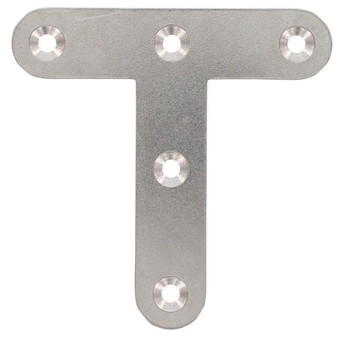 FLAT CORNER BRACE, T-TYPE, BARE SURFACE - STAINLESS STEEL A4