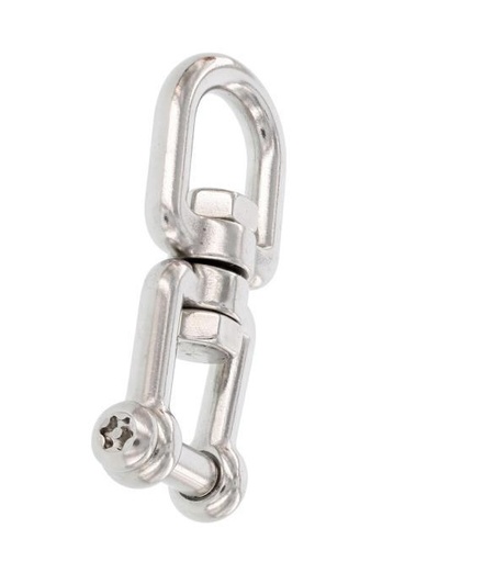 GRILLETE GIRATORIO "SECUR" CON MORDAZA DE OJO Y CONECTOR TX20+PIN - ACERO INOXIDABLE A4