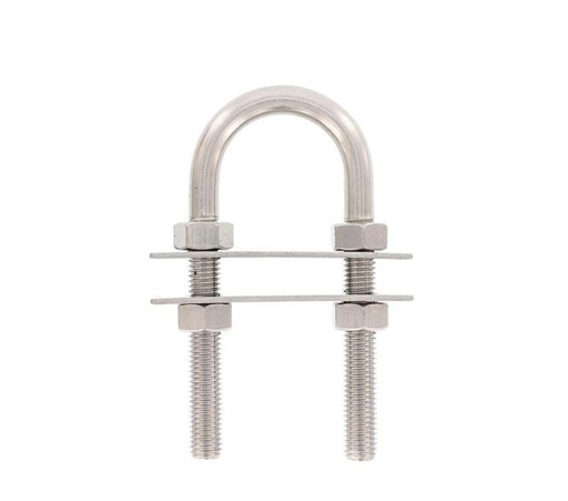 [815175412 130] PERNO EN U CON 2 CONTRAPLACAS Y 4 TUERCAS - ACERO INOXIDABLE A4