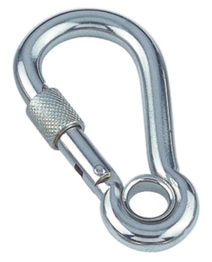 SPRING HOOK WITH SCREW SLEEVE AND EYELET - STAINLESS STEEL A4