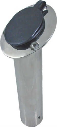 [85502245] PORTACANNA DA PESCA CON TAPPO IN GOMMA - ACCIAIO INOX A2
