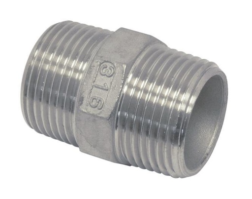 DOUBLE NIPPLE WITH EXTERNAL THREAD - STAINLESS STEEL A4