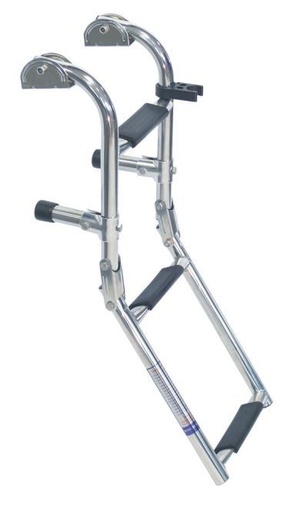 [888743] ESCALERA PLEGABLE DE MONTAJE EN POPA - ACERO INOXIDABLE A4/PLÁSTICO